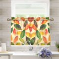 thumbnail image 1 of Yayeee Kitchen Curtains Tier Pair Light Filtering 27"x24" Rod Pocket Short Cafe Window Panel, Green Retro Autumn Leaves, 1 of 7