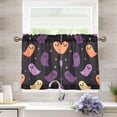 thumbnail image 1 of Yayeee Kitchen Curtains Tier Pair Light Filtering 27"x24" Rod Pocket Short Cafe Window Panel, Halloween Purple Ghosts, 1 of 7
