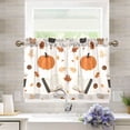 thumbnail image 1 of Yayeee Kitchen Curtains Tier Pair Light Filtering 27"x24" Rod Pocket Short Cafe Window Panel, Hand Drawn Pumpkin, 1 of 7