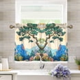 thumbnail image 1 of Yayeee Kitchen Curtains Tier Pair Light Filtering 27"x24" Rod Pocket Short Cafe Window Panel, Large Pine Tree, 1 of 7