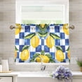 thumbnail image 1 of Yayeee Kitchen Curtains Tier Pair Light Filtering 27"x24" Rod Pocket Short Cafe Window Panel, Lemon Checkered, 1 of 7