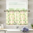 thumbnail image 1 of Yayeee Kitchen Curtains Tier Pair Light Filtering 27"x24" Rod Pocket Short Cafe Window Panel, Light Green Geometric, 1 of 7