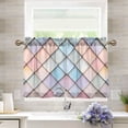 thumbnail image 1 of Yayeee Kitchen Curtains Tier Pair Light Filtering 27"x24" Rod Pocket Short Cafe Window Panel, Orange Art Pattern, 1 of 7