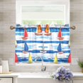 thumbnail image 1 of Yayeee Kitchen Curtains Tier Pair Light Filtering 27"x24" Rod Pocket Short Cafe Window Panel, Orange Sailboats, 1 of 7