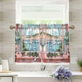 thumbnail image 1 of Yayeee Kitchen Curtains Tier Pair Light Filtering 27"x24" Rod Pocket Short Cafe Window Panel, Pink Boat, 1 of 7