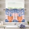 thumbnail image 1 of Yayeee Kitchen Curtains Tier Pair Light Filtering 27"x24" Rod Pocket Short Cafe Window Panel, Pink Leaves, 1 of 7