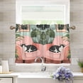 thumbnail image 1 of Yayeee Kitchen Curtains Tier Pair Light Filtering 27"x24" Rod Pocket Short Cafe Window Panel, Pink Sleeping Cat, 1 of 7