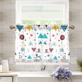 thumbnail image 1 of Yayeee Kitchen Curtains Tier Pair Light Filtering 27"x24" Rod Pocket Short Cafe Window Panel, Red Simple Shapes, 1 of 7