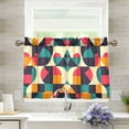 thumbnail image 1 of Yayeee Kitchen Curtains Tier Pair Light Filtering 27"x24" Rod Pocket Short Cafe Window Panel, Retro Geometric, 1 of 7