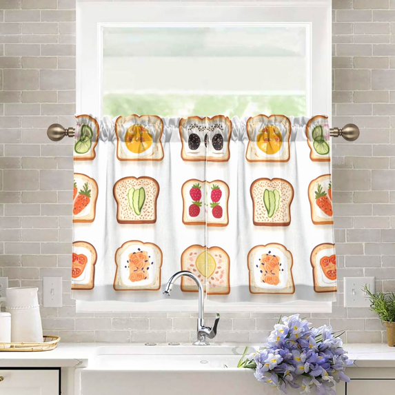 Yayeee Kitchen Curtains Tier Pair Light Filtering 27"x24" Rod Pocket Short Cafe Window Panel, Various Toasts