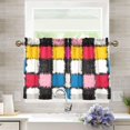 thumbnail image 1 of Yayeee Kitchen Curtains Tier Pair Light Filtering 27"x24" Rod Pocket Short Cafe Window Panel, White Checkered Pattern, 1 of 7