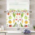 thumbnail image 1 of Yayeee Kitchen Curtains Tier Pair Light Filtering 27"x24" Rod Pocket Short Cafe Window Panel, White Vegetables Pattern, 1 of 7