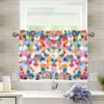 thumbnail image 1 of Yayeee Kitchen Curtains Tier Pair Light Filtering 27"x24" Rod Pocket Short Cafe Window Panel, Yellow Colorful Circles, 1 of 7