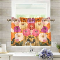 Yayeee Kitchen Curtains Light Filtering 27"x36" Rod Pocket Short Cafe Window Panel, Abstract Floral