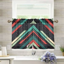 Yayeee Kitchen Curtains Light Filtering 27"x36" Rod Pocket Short Cafe Window Panel, Abstract Stripes