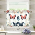 thumbnail image 1 of Yayeee Kitchen Curtains Tier Pair Light Filtering 27"x36" Rod Pocket Short Cafe Window Panel, Beige Butterflies, 1 of 7