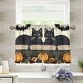thumbnail image 1 of Yayeee Kitchen Curtains Light Filtering 27"x36" Rod Pocket Short Cafe Window Panel, Beige Halloween Cat, 1 of 7