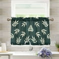 thumbnail image 1 of Yayeee Kitchen Curtains Tier Pair Light Filtering 27"x36" Rod Pocket Short Cafe Window Panel, Beige Leaves, 1 of 7