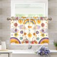 thumbnail image 1 of Yayeee Kitchen Curtains Tier Pair Light Filtering 27"x36" Rod Pocket Short Cafe Window Panel, Beige Retro Rainbow, 1 of 7