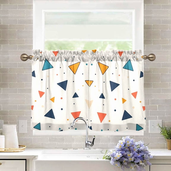 Yayeee Kitchen Curtains Tier Pair Light Filtering 27"x36" Rod Pocket Short Cafe Window Panel, Beige Simple Shapes