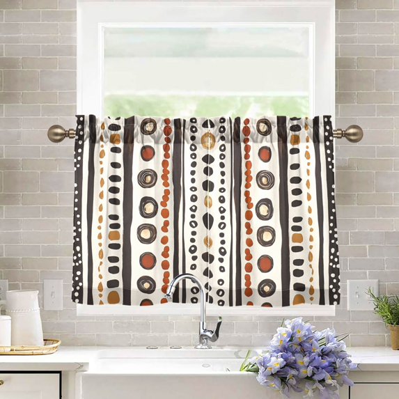 Yayeee Kitchen Curtains Tier Pair Light Filtering 27"x36" Rod Pocket Short Cafe Window Panel, Black Abstract Dots