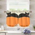thumbnail image 1 of Yayeee Kitchen Curtains Tier Pair Light Filtering 27"x36" Rod Pocket Short Cafe Window Panel, Black Cat Orange Ball, 1 of 7