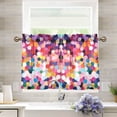 thumbnail image 1 of Yayeee Kitchen Curtains Tier Pair Light Filtering 27"x36" Rod Pocket Short Cafe Window Panel, Black Colorful Circles, 1 of 7