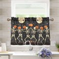 thumbnail image 1 of Yayeee Kitchen Curtains Tier Pair Light Filtering 27"x36" Rod Pocket Short Cafe Window Panel, Black Halloween Dancing Skeleton, 1 of 7