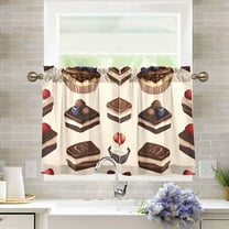 Yayeee Kitchen Curtains Light Filtering 27"x36" Rod Pocket Short Cafe Window Panel, Blue Cakes