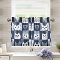 thumbnail image 1 of Yayeee Kitchen Curtains Tier Pair Light Filtering 27"x36" Rod Pocket Short Cafe Window Panel, Blue Cats and Hearts, 1 of 7