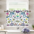 thumbnail image 1 of Yayeee Kitchen Curtains Tier Pair Light Filtering 27"x36" Rod Pocket Short Cafe Window Panel, Blue Doodle Pattern, 1 of 7