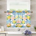 thumbnail image 1 of Yayeee Kitchen Curtains Tier Pair Light Filtering 27"x36" Rod Pocket Short Cafe Window Panel, Blue Floral Wave, 1 of 7