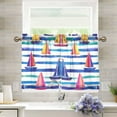 thumbnail image 1 of Yayeee Kitchen Curtains Tier Pair Light Filtering 27"x36" Rod Pocket Short Cafe Window Panel, Blue Hand Drawn Sailboats, 1 of 7