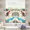 thumbnail image 1 of Yayeee Kitchen Curtains Tier Pair Light Filtering 27"x36" Rod Pocket Short Cafe Window Panel, Blue Retro Print, 1 of 7