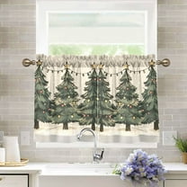 Yayeee Kitchen Curtains Tier Pair Light Filtering 27"x36" Rod Pocket Short Cafe Window Panel, Christmas Stars