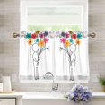 thumbnail image 1 of Yayeee Kitchen Curtains Tier Pair Light Filtering 27"x36" Rod Pocket Short Cafe Window Panel, Colorful Flower, 1 of 7