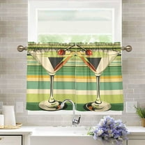 Yayeee Kitchen Curtains Tier Pair Light Filtering 27"x36" Rod Pocket Short Cafe Window Panel, Colorful Martini
