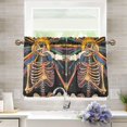 thumbnail image 1 of Yayeee Kitchen Curtains Tier Pair Light Filtering 27"x36" Rod Pocket Short Cafe Window Panel, Colorful Skeleton Sun, 1 of 7