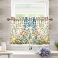 thumbnail image 1 of Yayeee Kitchen Curtains Tier Pair Light Filtering 27"x36" Rod Pocket Short Cafe Window Panel, Colorful Wildflowers, 1 of 7