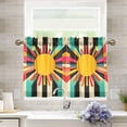 thumbnail image 1 of Yayeee Kitchen Curtains Tier Pair Light Filtering 27"x36" Rod Pocket Short Cafe Window Panel, Geometric Sun, 1 of 7