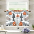 thumbnail image 1 of Yayeee Kitchen Curtains Tier Pair Light Filtering 27"x36" Rod Pocket Short Cafe Window Panel, Gray Snow Houses, 1 of 7