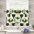 thumbnail image 1 of Yayeee Kitchen Curtains Tier Pair Light Filtering 27"x36" Rod Pocket Short Cafe Window Panel, Green Circle, 1 of 7