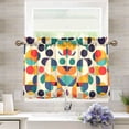 thumbnail image 1 of Yayeee Kitchen Curtains Tier Pair Light Filtering 27"x36" Rod Pocket Short Cafe Window Panel, Green Geometric, 1 of 7