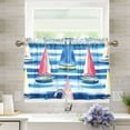 thumbnail image 1 of Yayeee Kitchen Curtains Tier Pair Light Filtering 27"x36" Rod Pocket Short Cafe Window Panel, Green Sailboats, 1 of 7