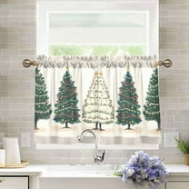 Yayeee Kitchen Curtains Light Filtering 27"x36" Rod Pocket Short Cafe Window Panel, Hand Drawn Christmas