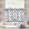 thumbnail image 1 of Yayeee Kitchen Curtains Tier Pair Light Filtering 27"x36" Rod Pocket Short Cafe Window Panel, Light Blue Shimmering Pattern, 1 of 7