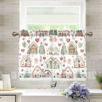Yayeee Kitchen Curtains Light Filtering 27"x36" Rod Pocket Short Cafe Window Panel, Nordic Christmas House