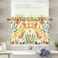 thumbnail image 1 of Yayeee Kitchen Curtains Tier Pair Light Filtering 27"x36" Rod Pocket Short Cafe Window Panel, Orange Autumn Leaves, 1 of 7