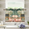 thumbnail image 1 of Yayeee Kitchen Curtains Light Filtering 27"x36" Rod Pocket Short Cafe Window Panel, Pink and Green Cat, 1 of 7