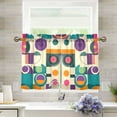 thumbnail image 1 of Yayeee Kitchen Curtains Light Filtering 27"x36" Rod Pocket Short Cafe Window Panel, Purple Geometric, 1 of 7